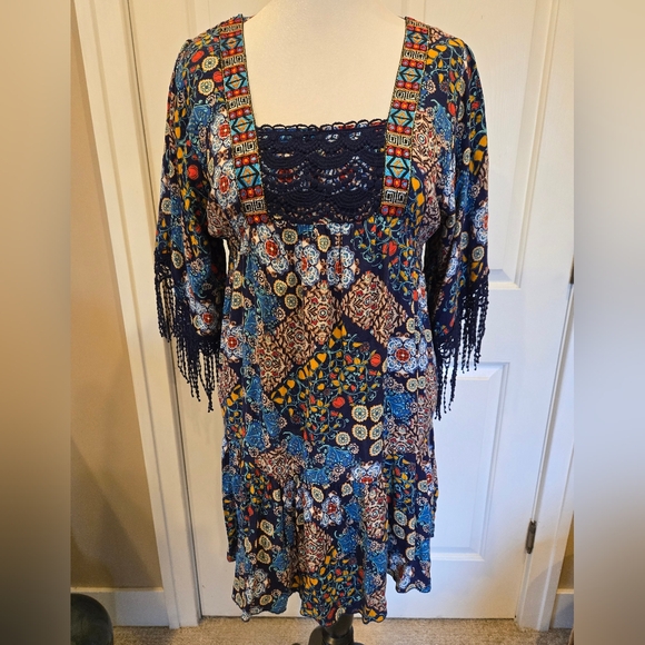 live and let live Dresses & Skirts - Bohemian Patchwork Dress with Fringe